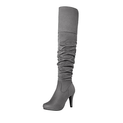 Thigh high grey boots on sale